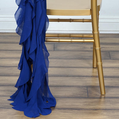Versatile Use of Royal Blue Chiffon Curly Chair Sash