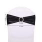 5 pack Metallic Black Spandex Chair Sashes With Attached Round Diamond Buckles