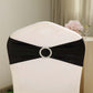5 Pack Metallic Black Spandex Chair Sashes With Attached Round Diamond Buckles