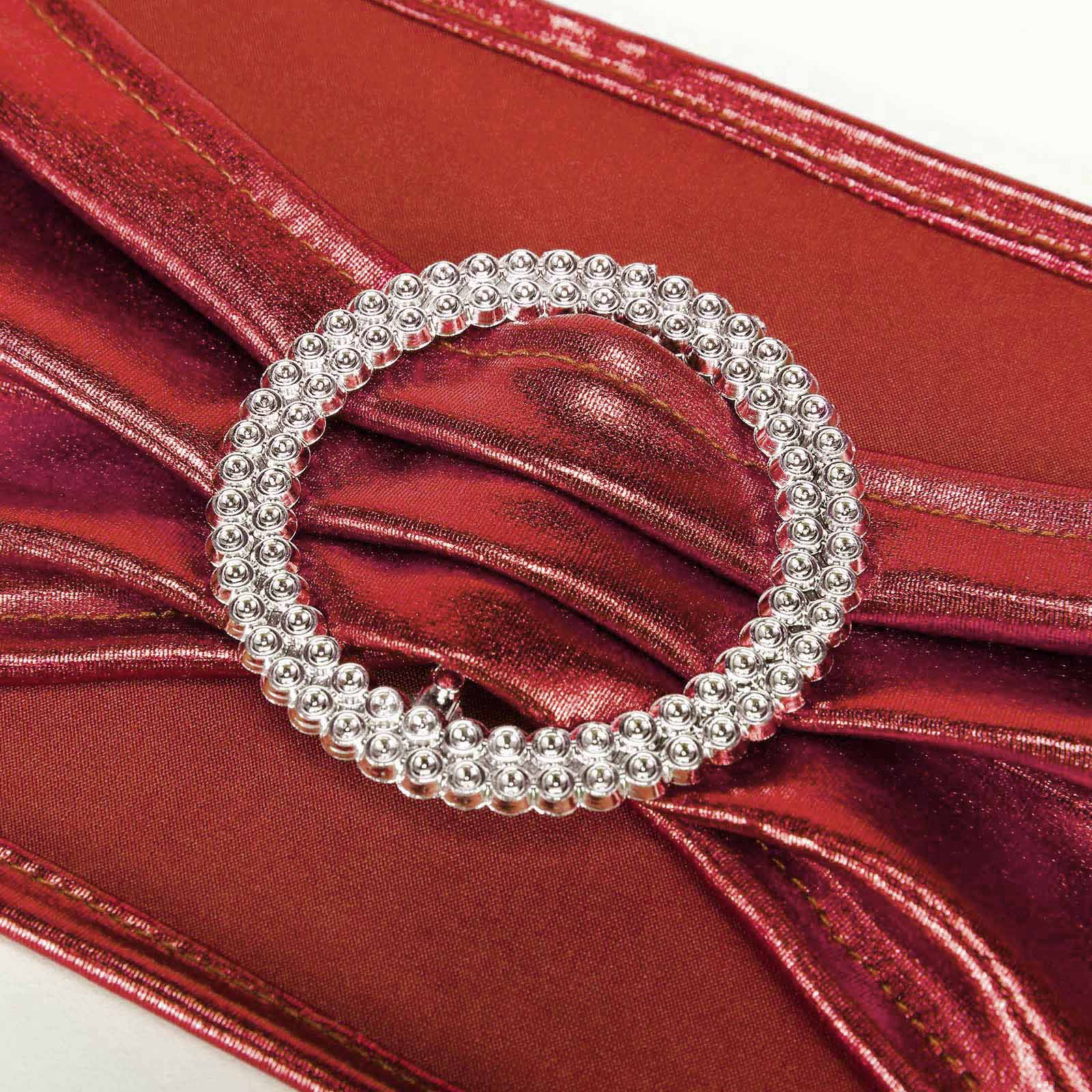Chair Sashes in Burgundy Metallic with Attached Diamond Buckles 5 Pack