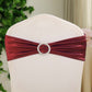 5 Pack Metallic Burgundy Spandex Chair Sashes With Attached Round Diamond Buckles