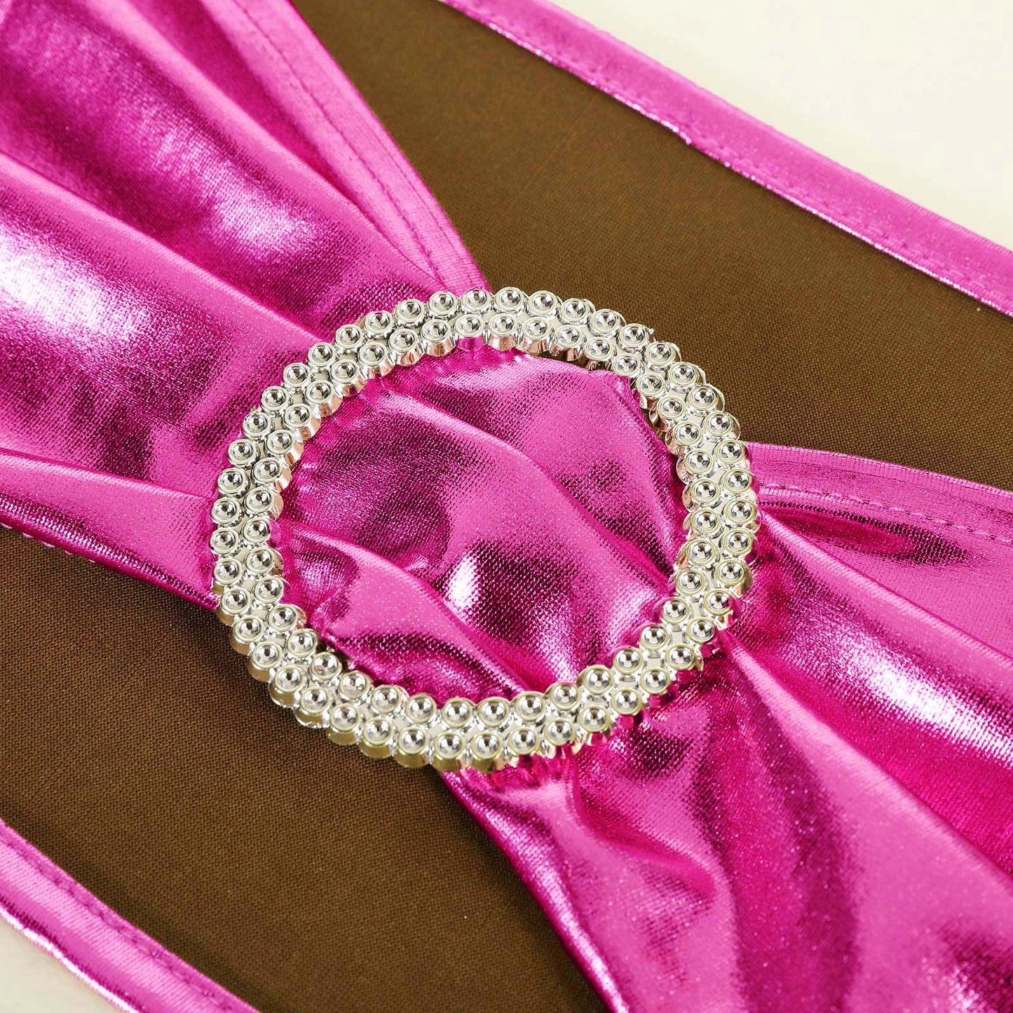 Chair Sashes in Fuchsia Metallic with Attached Diamond Buckles 5 Pack