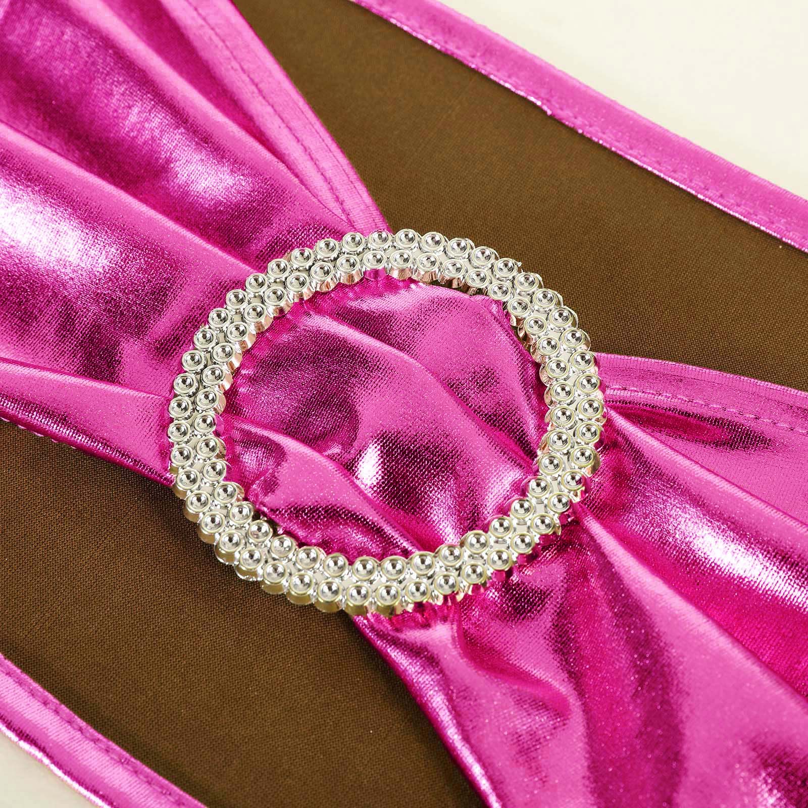 Chair Sashes in Fuchsia Metallic with Attached Diamond Buckles 5 Pack