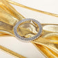 5 pack Metallic Gold Spandex Chair Sashes With Attached Round Diamond Buckles