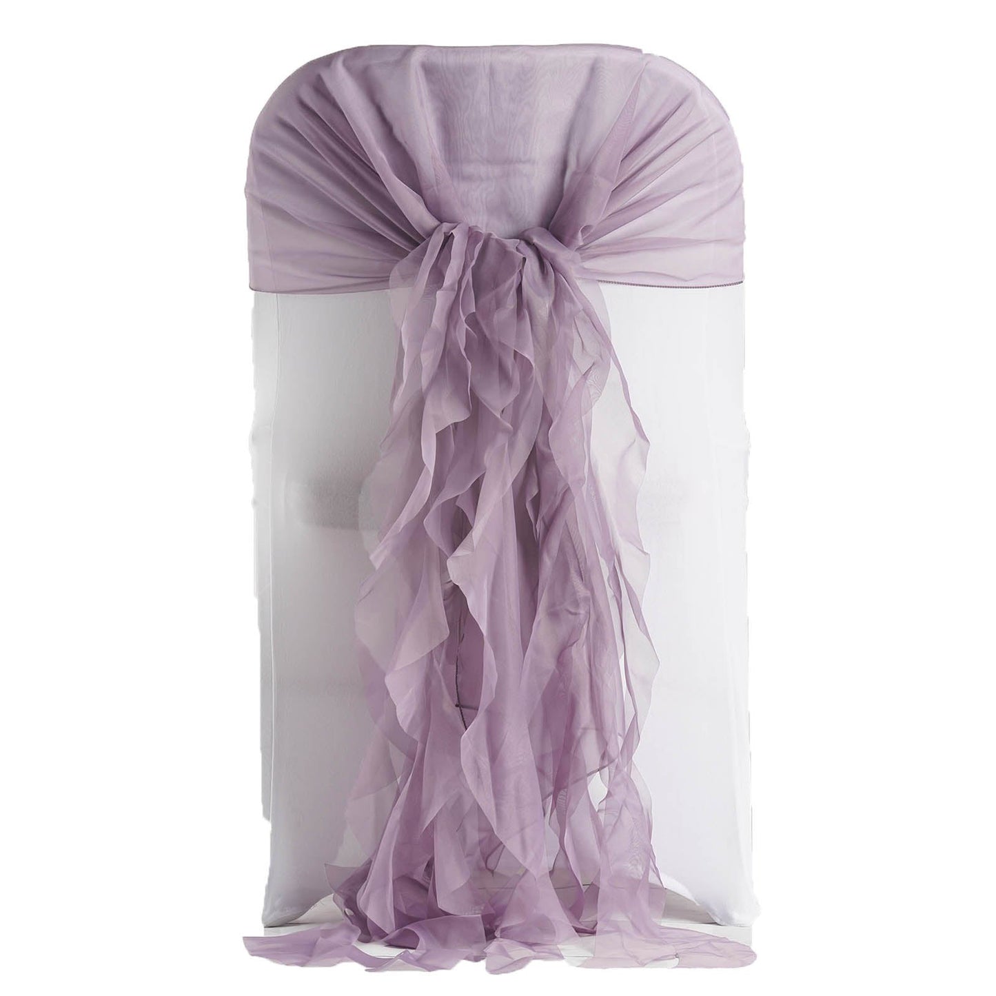 Chiffon Chair Hoods Willow Ruffled Sash In Violet Amethyst