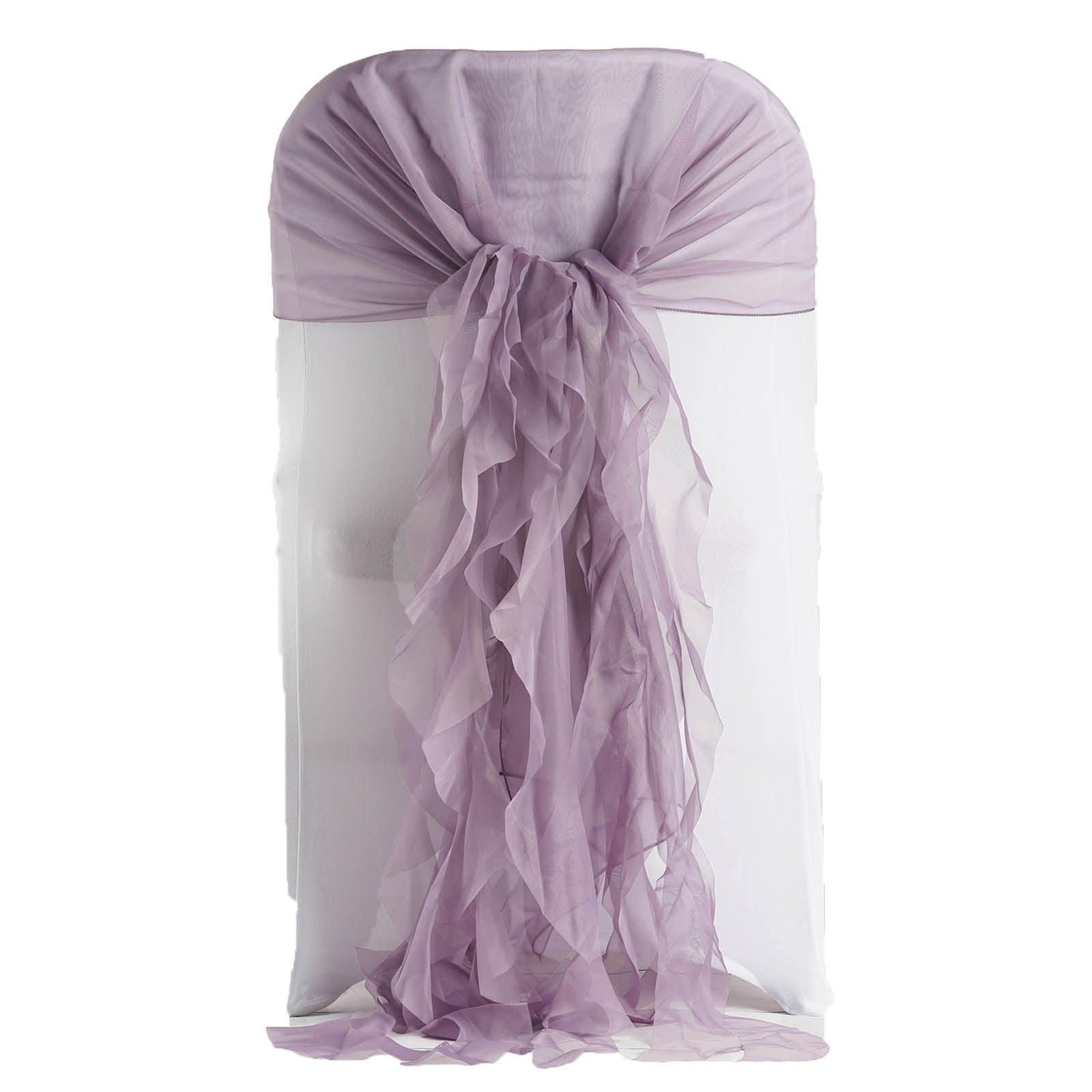 Chiffon Chair Hoods Willow Ruffled Sash In Violet Amethyst