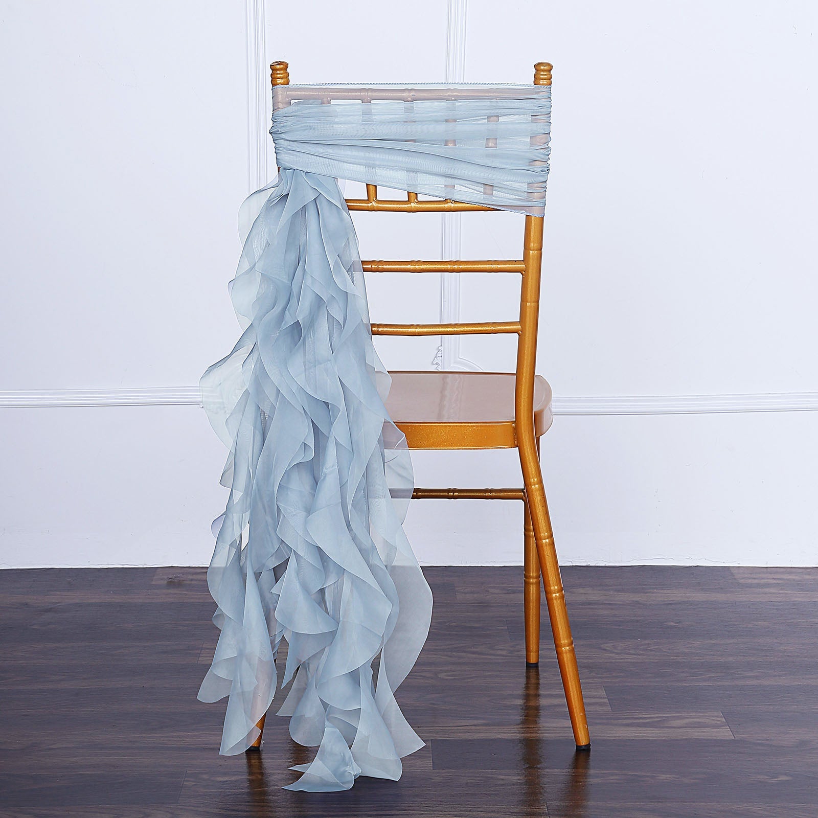 Willow Chairs with Dusty Blue Chiffon Hood Ruffles 1 Set