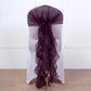 1 Set Eggplant Chiffon Hoods With Ruffles Willow Chiffon Chair Sashes