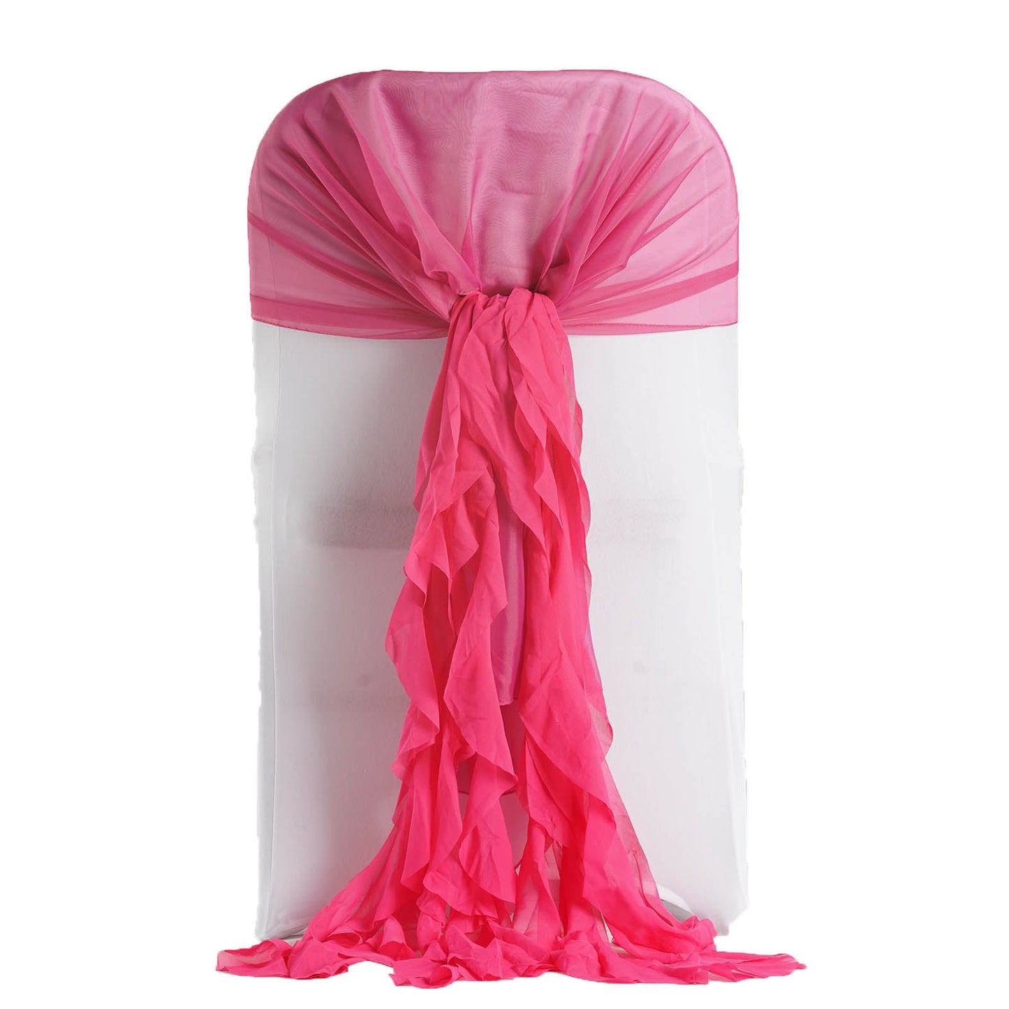 Chiffon Chair Hoods Willow Ruffled Sash In Fuchsia