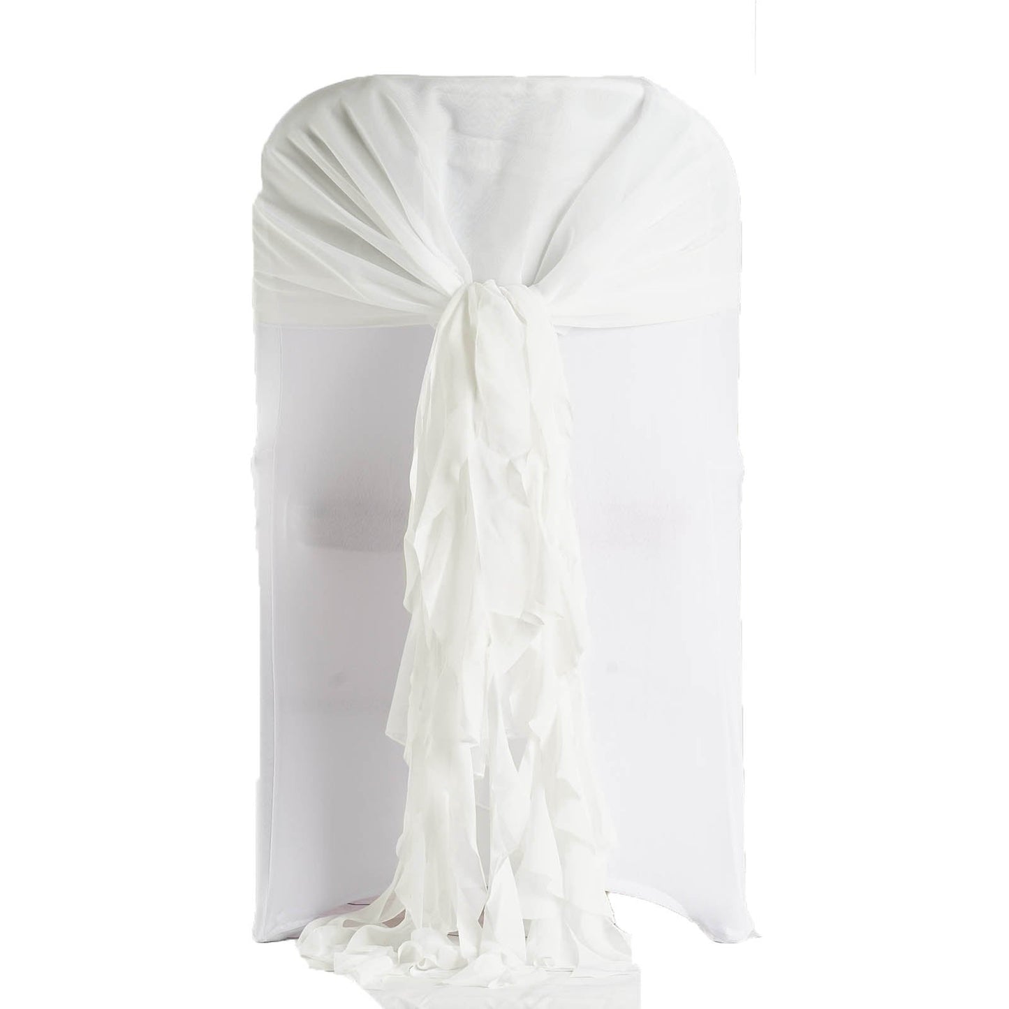 Chiffon Chair Hoods Willow Ruffled Sash In Ivory
