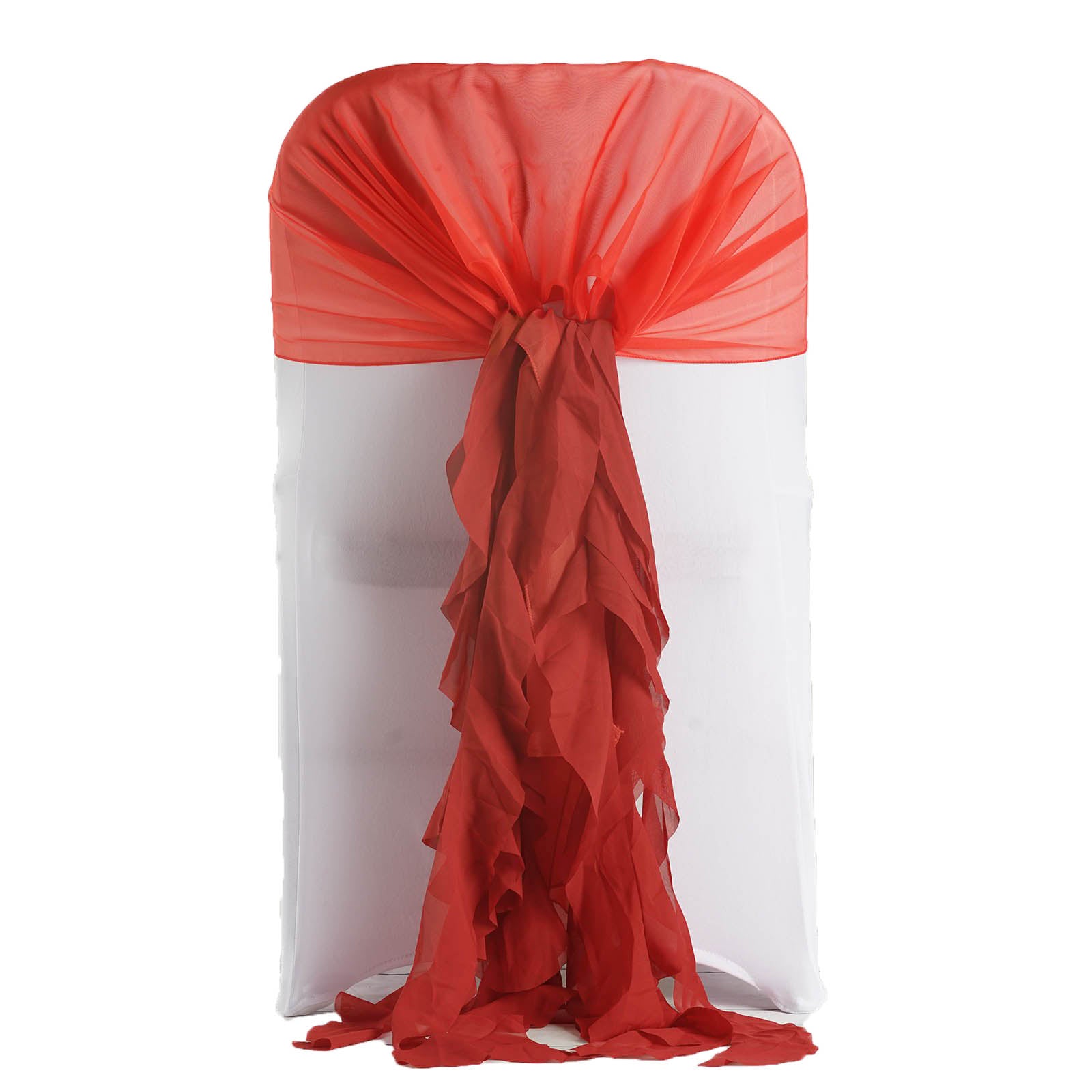 Chiffon Chair Hoods Willow Ruffled Sash In Red
