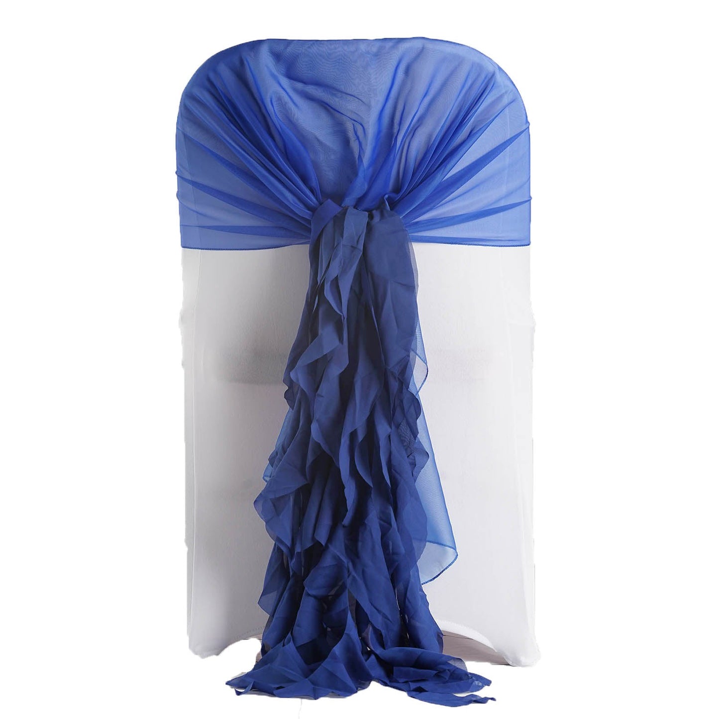 Chiffon Chair Hoods Willow Ruffled Sash In Royal Blue