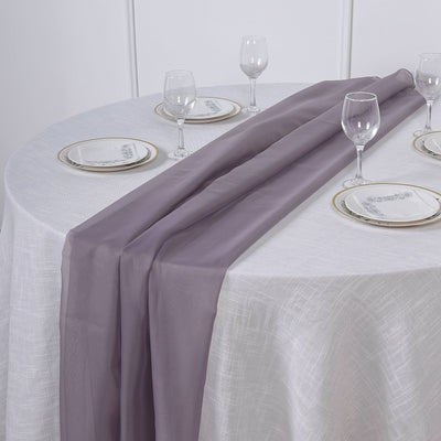 Versatile Use of the Violet Amethyst Chiffon Table Runner