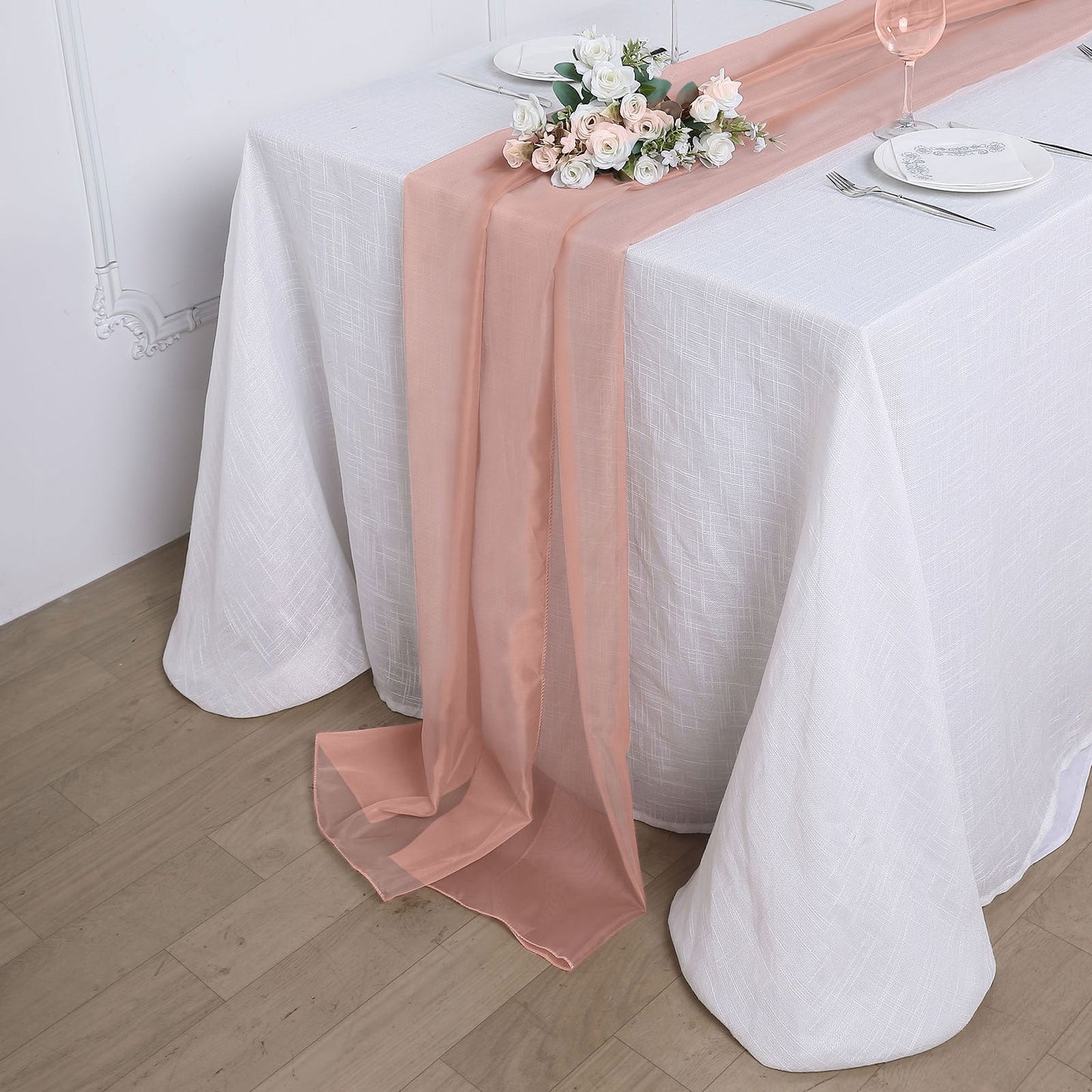 6FT | Dusty Rose Premium Chiffon Table Runner