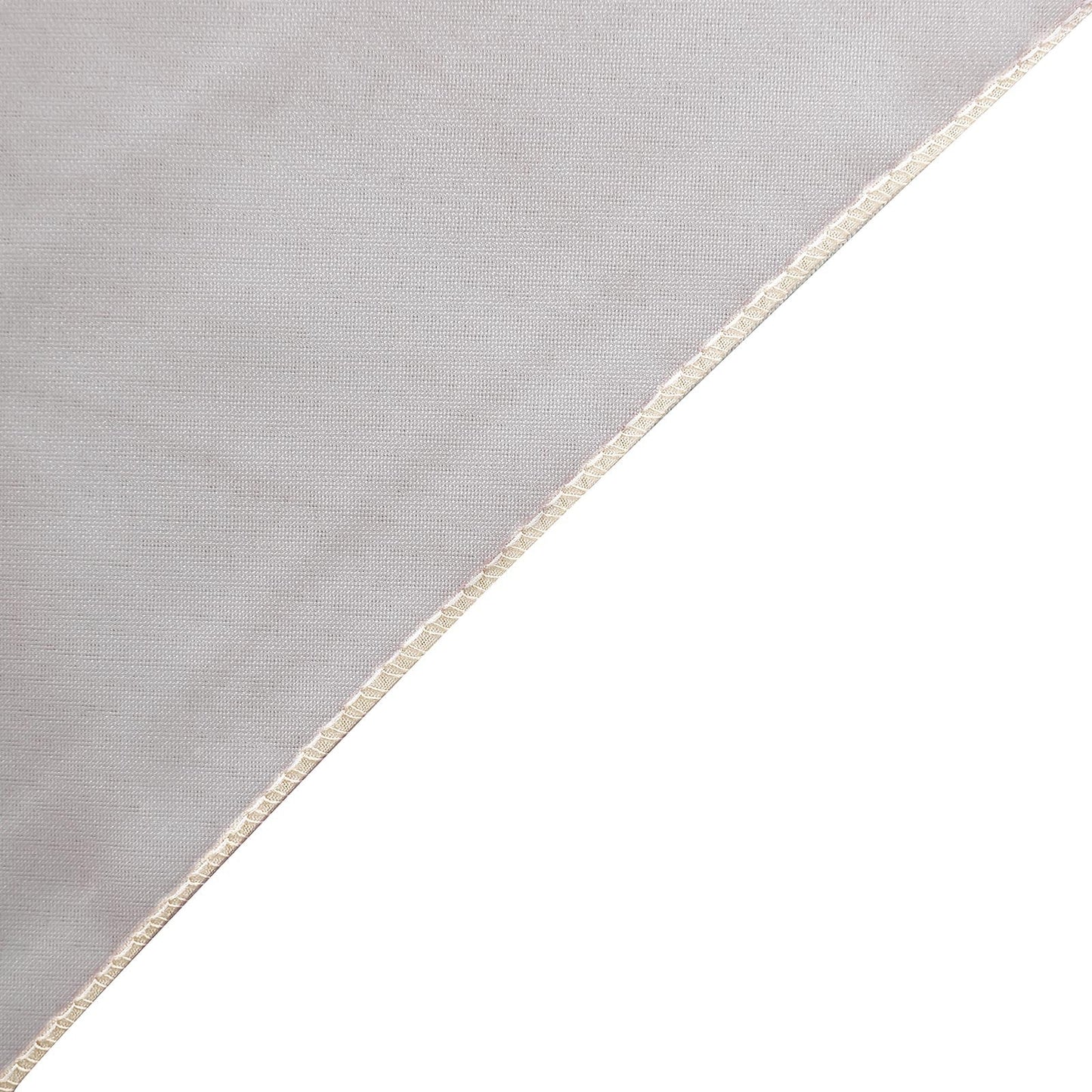 Beige chiffon table runner with elegant edge detail.
