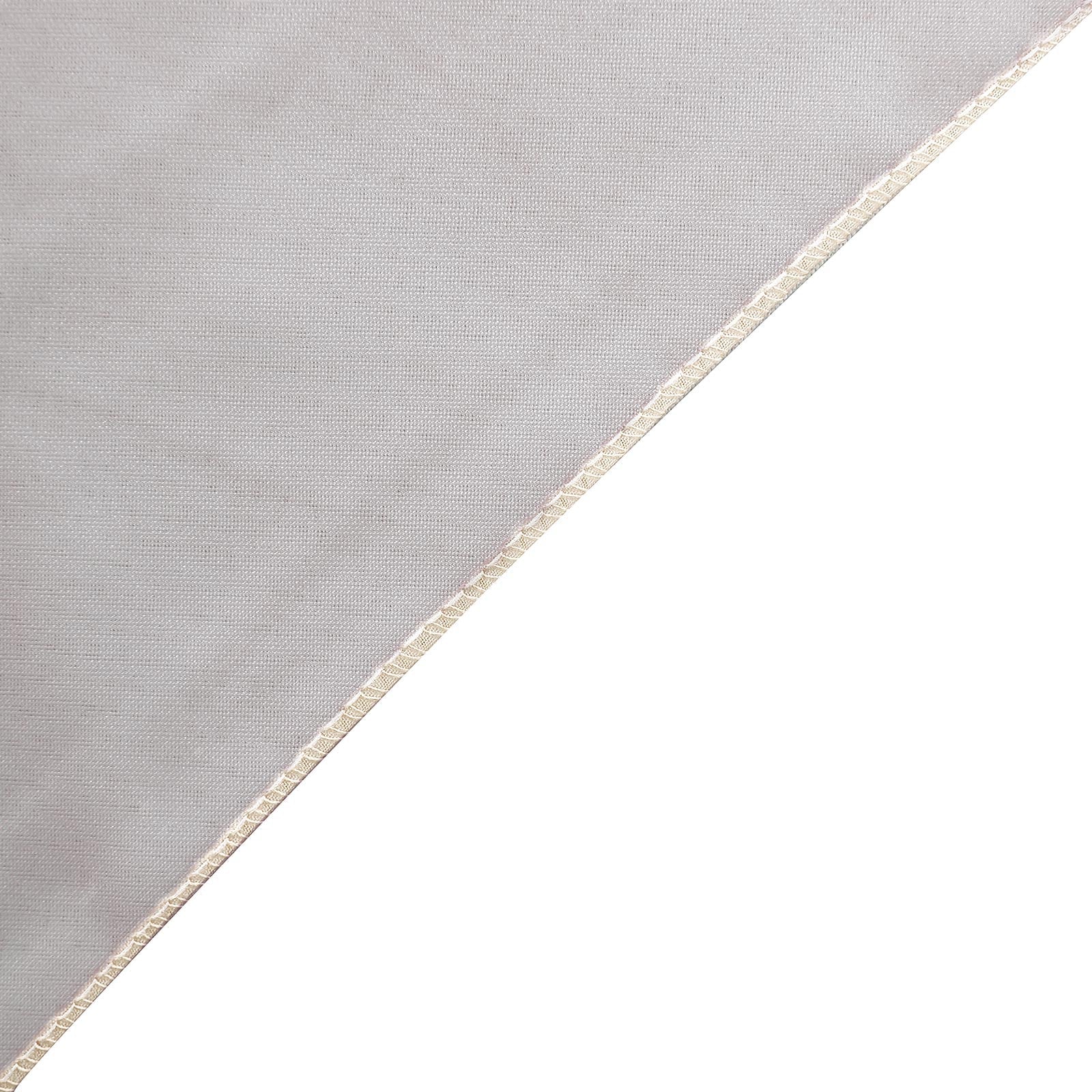 Beige chiffon table runner with elegant edge detail.