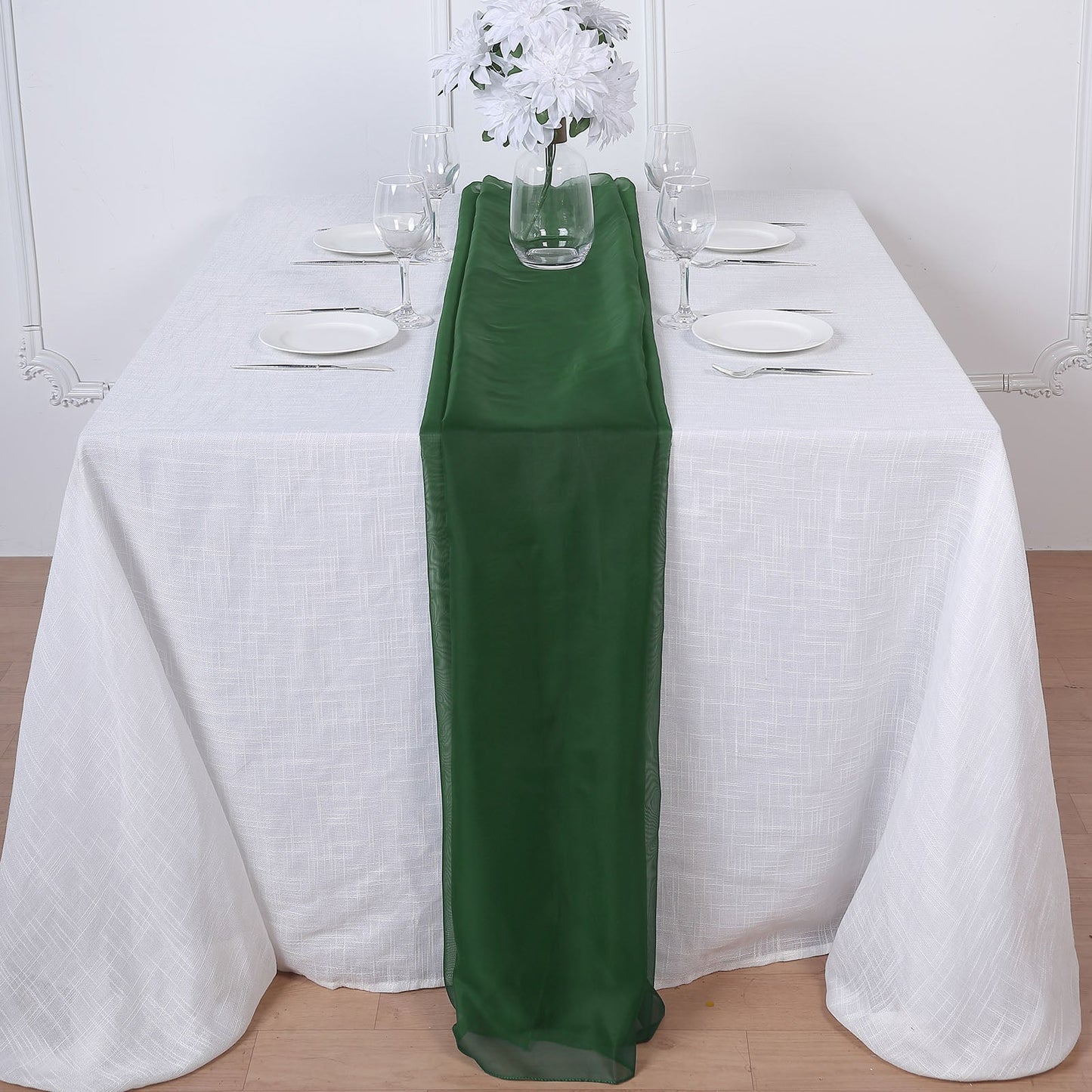 6ft Hunter Emerald Green Chiffon Table Runner