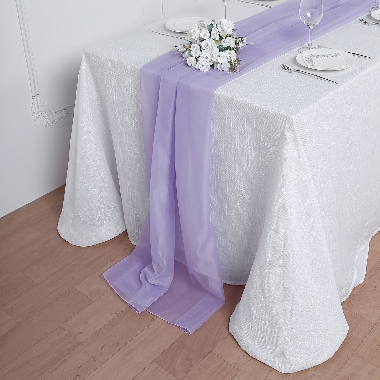6ft Lavender Lilac Premium Chiffon Table Runner