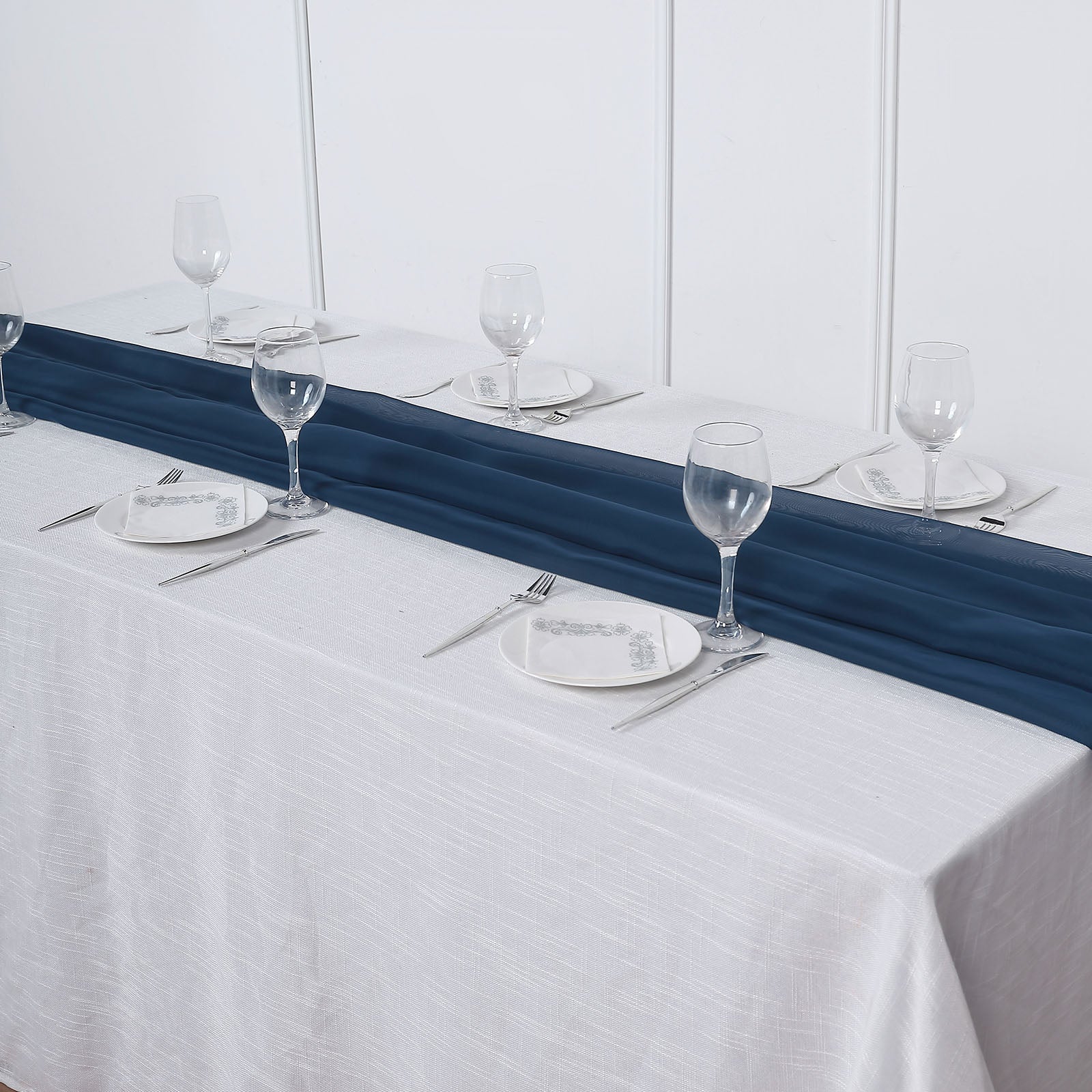 6 FT | Navy Blue Premium Chiffon Table Runner