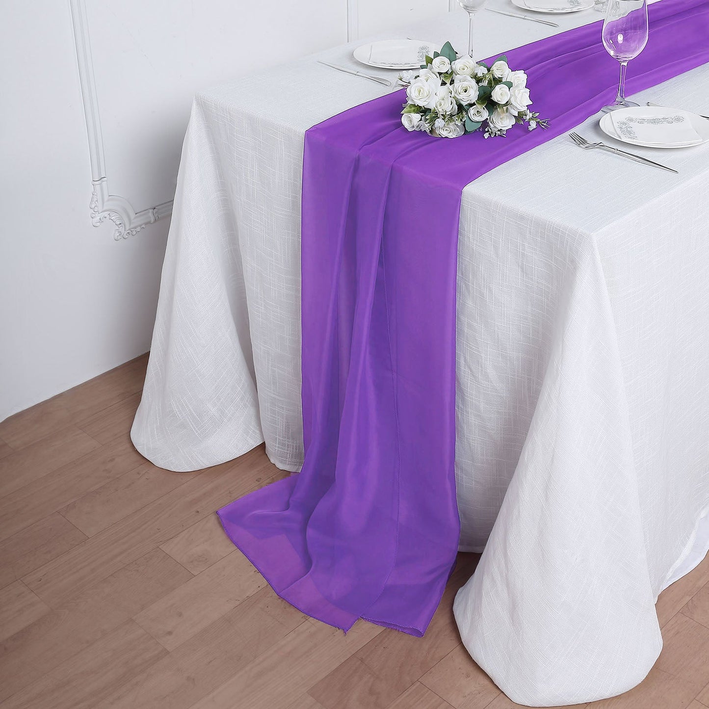 6FT | Purple Premium Chiffon Table Runner