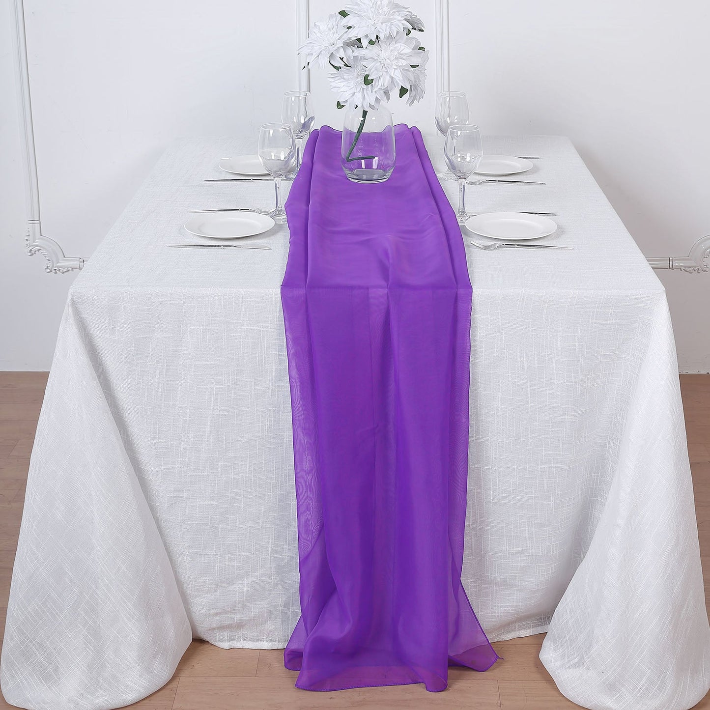6ft Purple Chiffon Table Runner