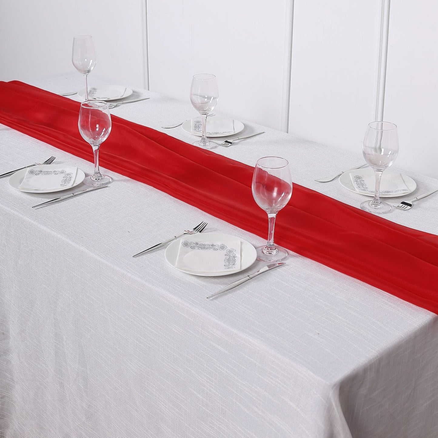 6 FT | Red Premium Chiffon Table Runner