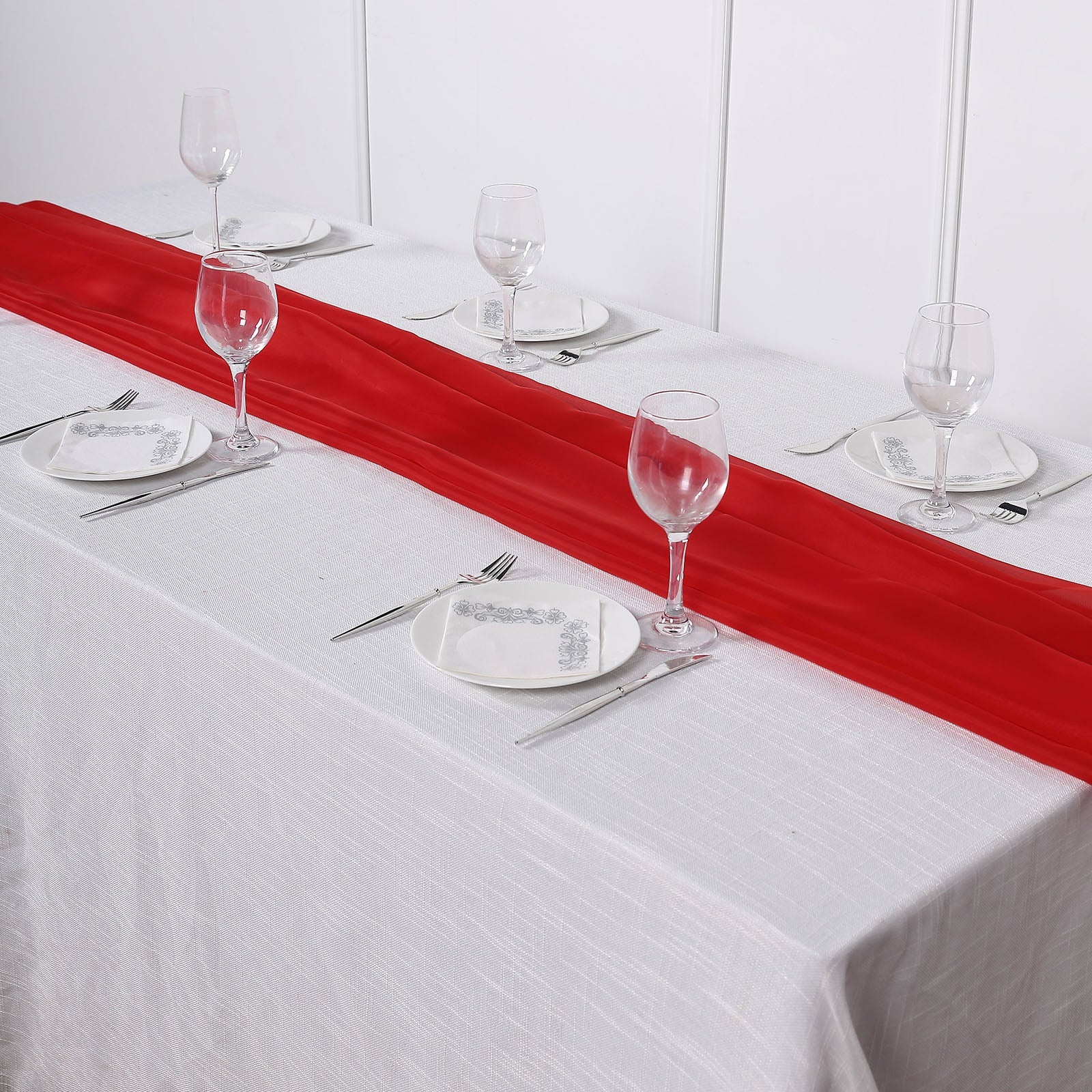 6 FT | Red Premium Chiffon Table Runner