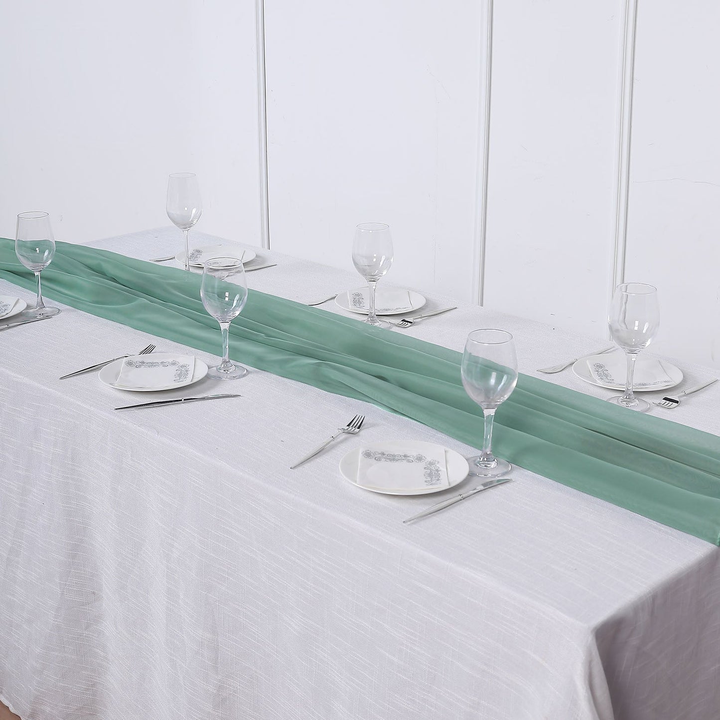 Sage Green Chiffon 6 Feet Table Runner 