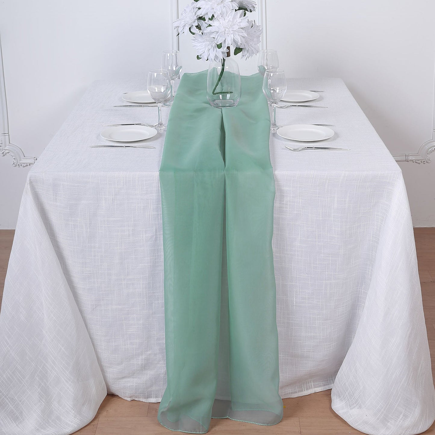 6ft Eucalyptus Sage Chiffon Table Runner