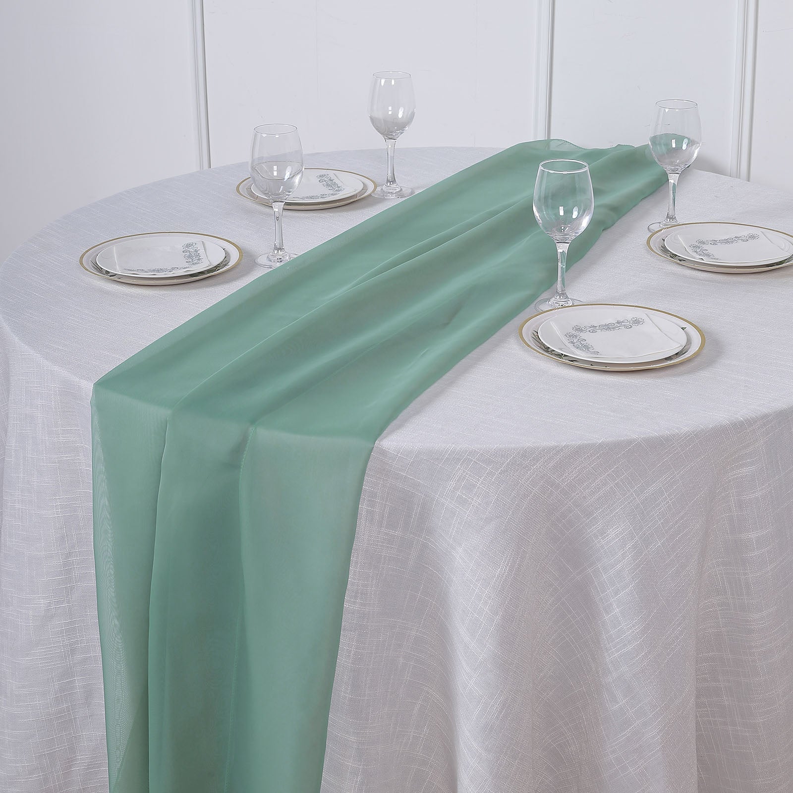 Sage Green Premium Chiffon Table Runner 6 Feet