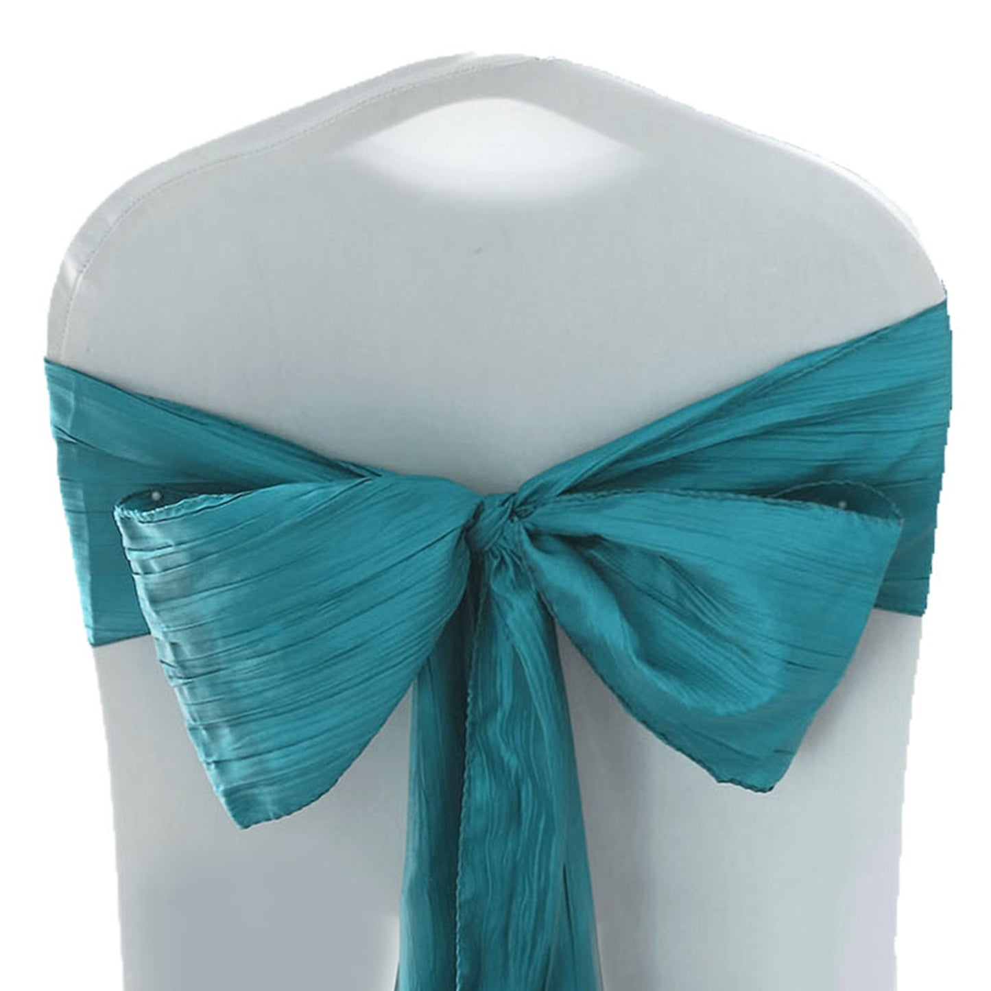5 Pack | Accordion Crinkle Taffeta Teal Chair Sashes#whtbkgd