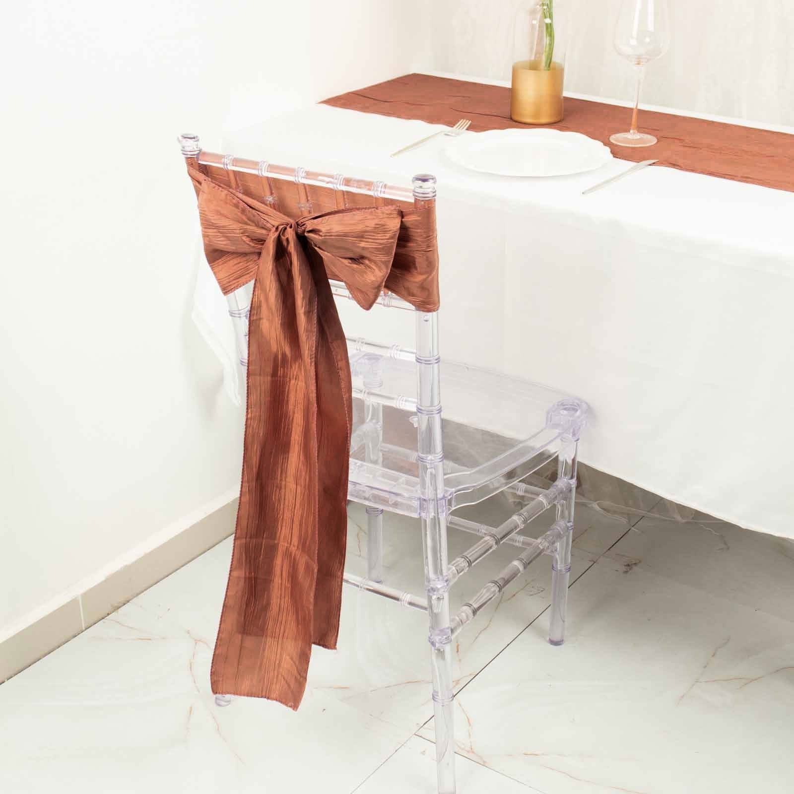 5 Pack | Terracotta Accordion Crinkle Taffeta Chair Sashes