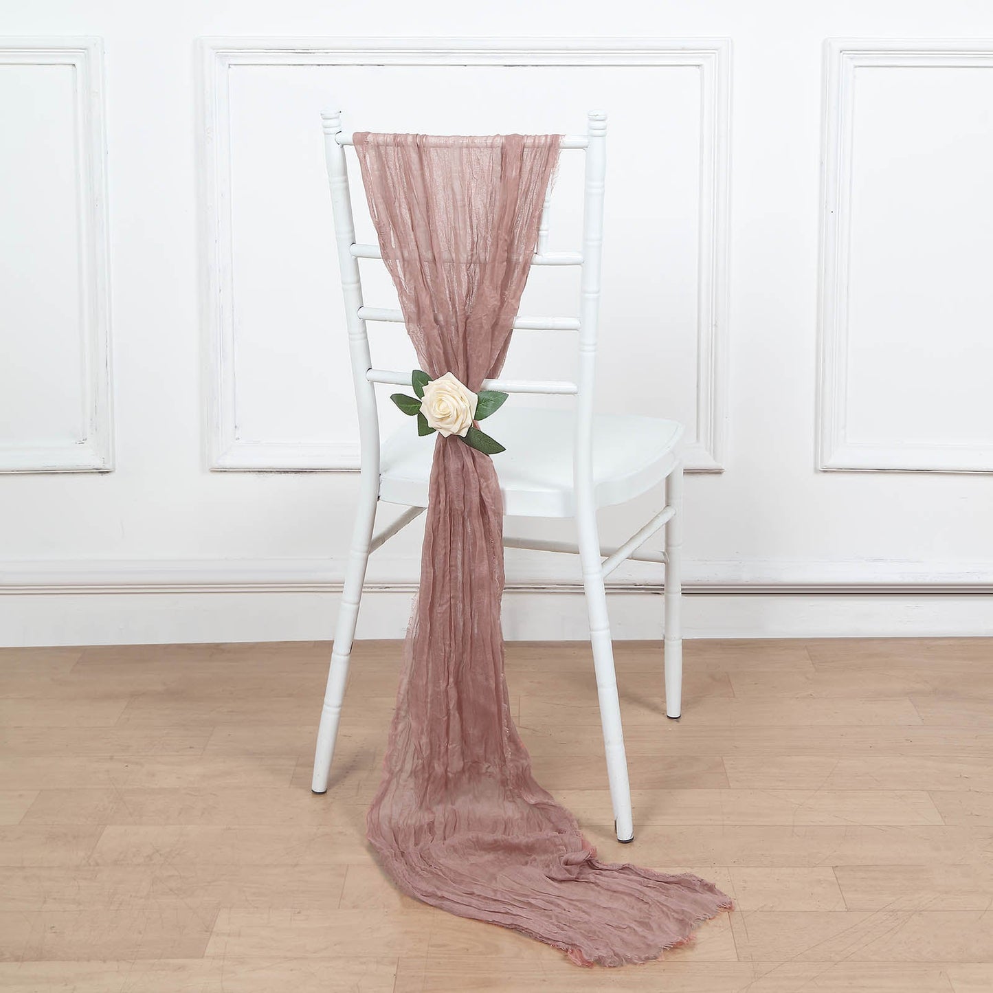5 Pack | Dusty Rose Gauze Cheesecloth Boho Chair Sashes - 16inch x 88inch