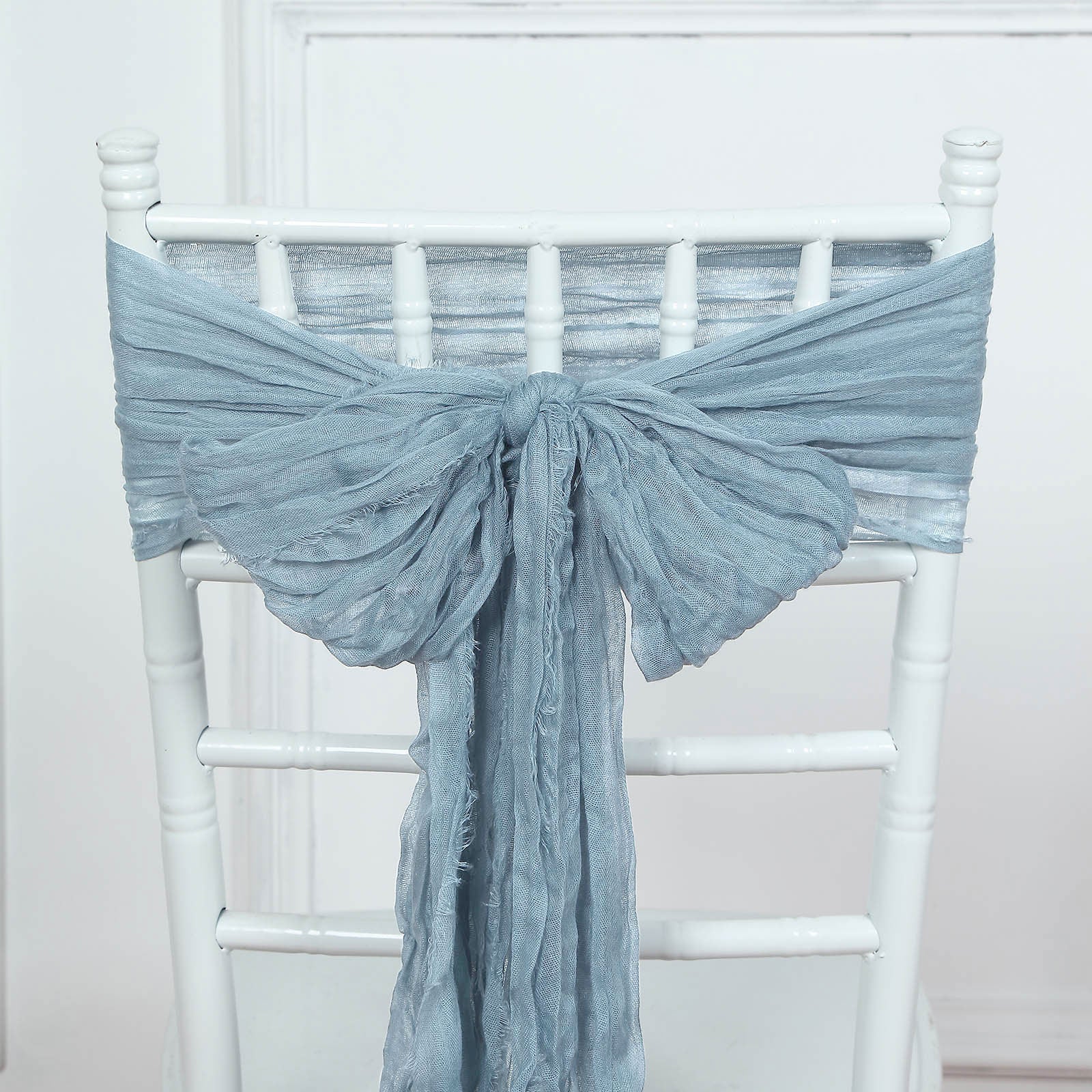 5 Pack | Dusty Blue Gauze Cheesecloth Boho Chair Sashes - 16inch x 88inch