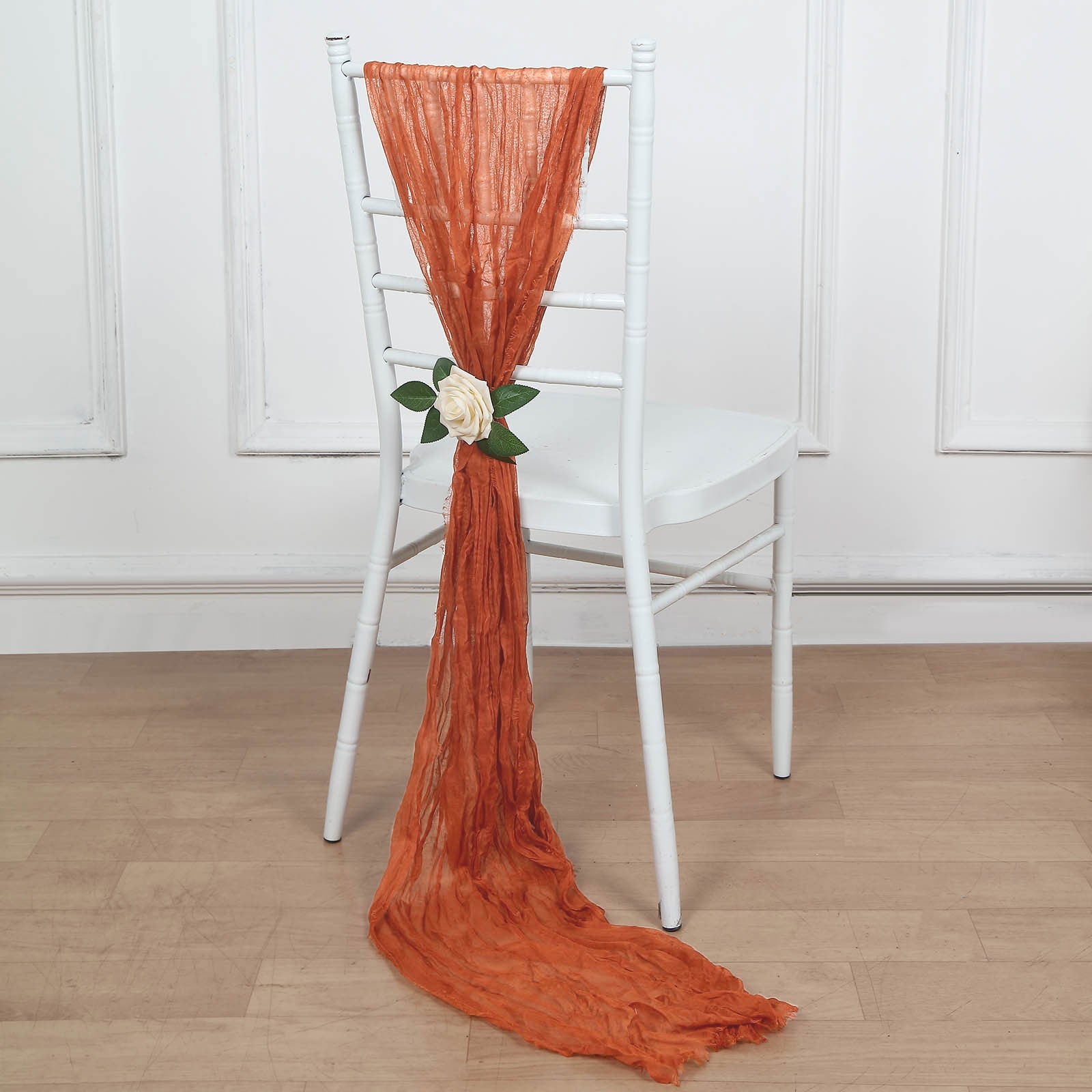 5 Pack | Terracotta Gauze Cheesecloth Boho Chair Sashes - 16inch x 88inch