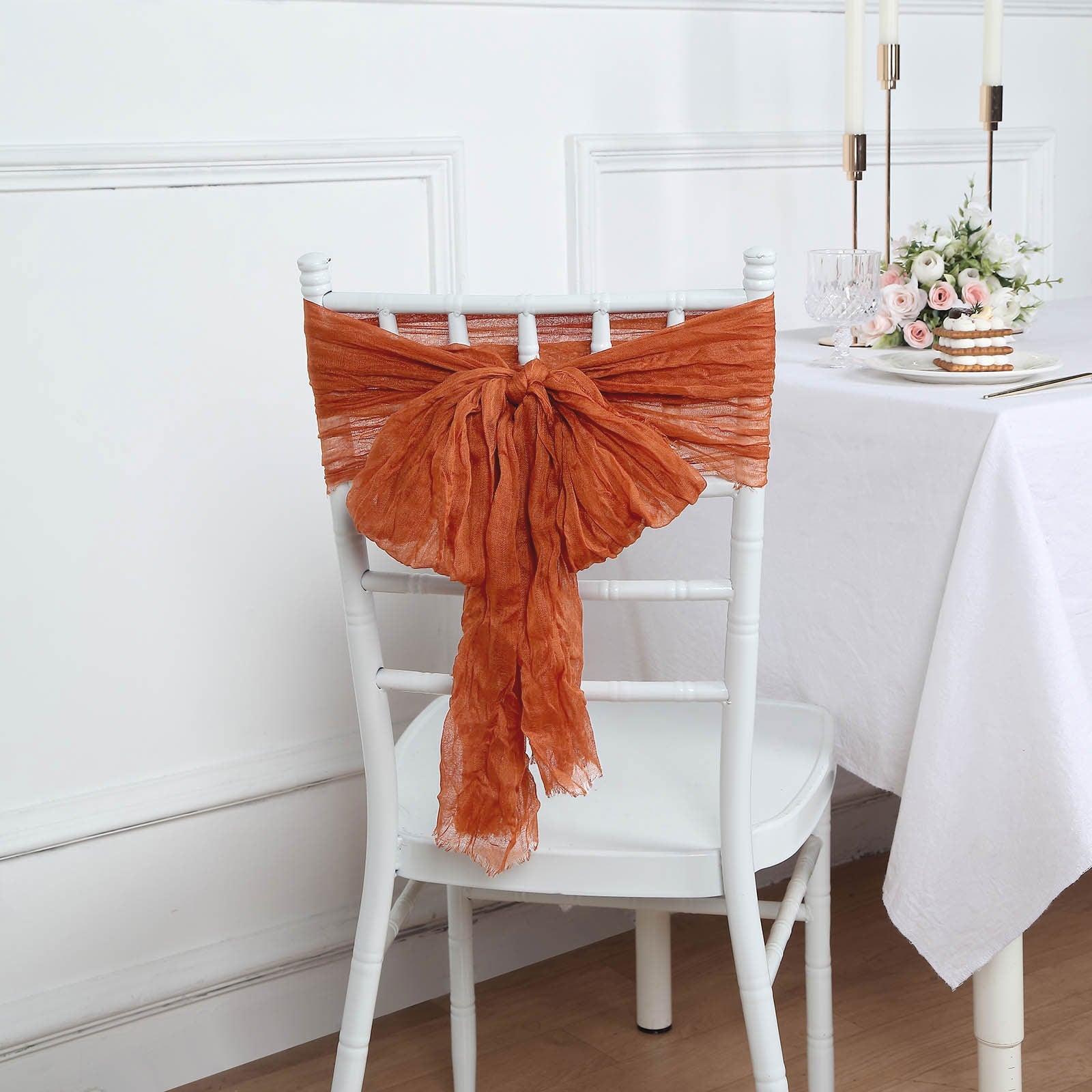 5 Pack | Terracotta Gauze Cheesecloth Boho Chair Sashes - 16inch x 88inch
