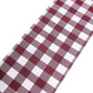 Burgundy and white checkered chair sashes, perfect for events and décor.