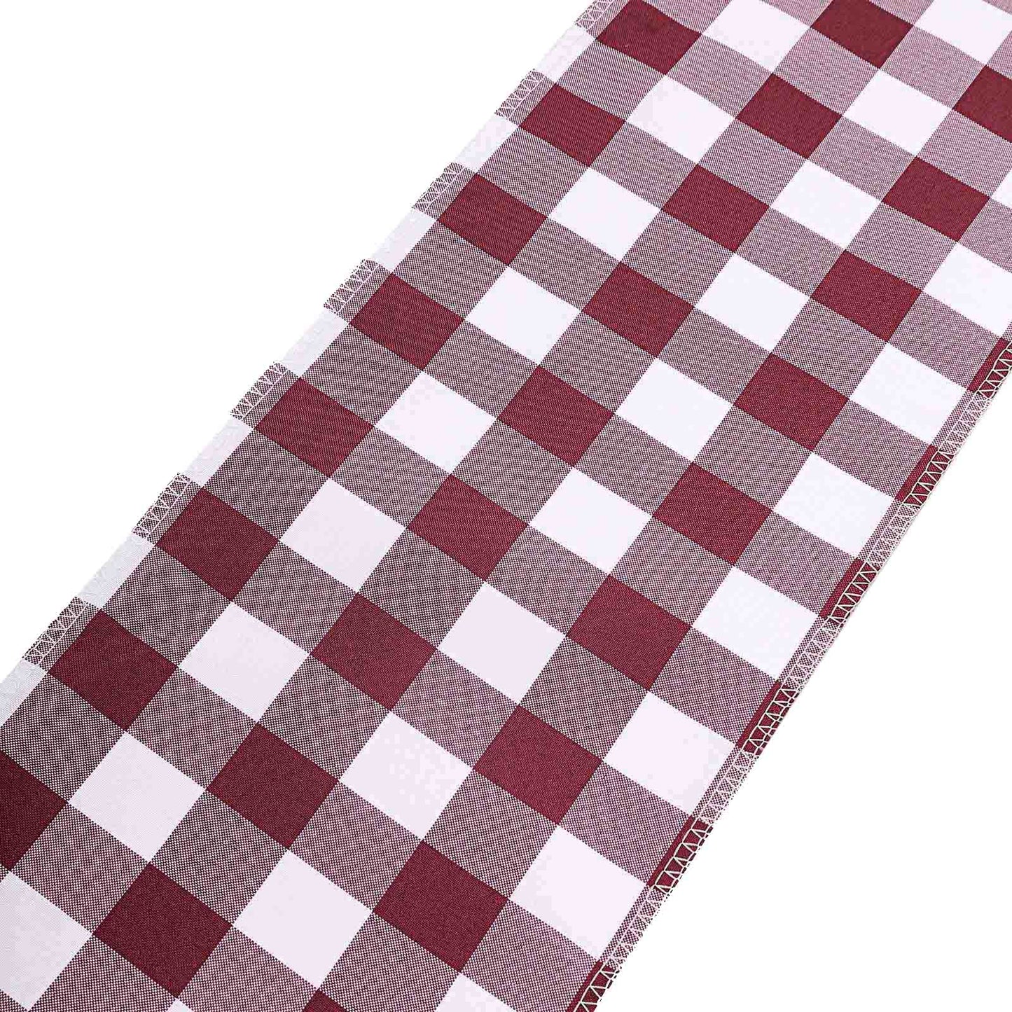 Burgundy and white checkered chair sashes, perfect for events and décor.