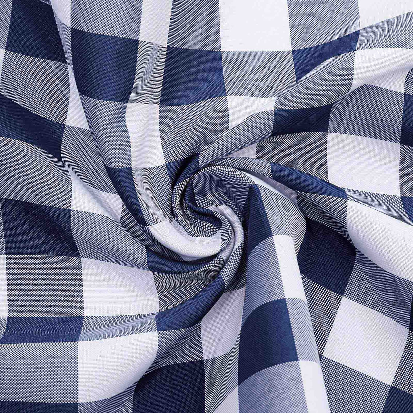Navy blue and white checkered chair sashes in a 5 pack.