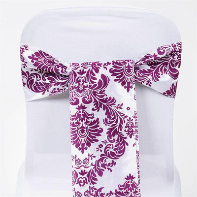 Elegant Design of Taffeta Damask Flocking Chair Sashes
