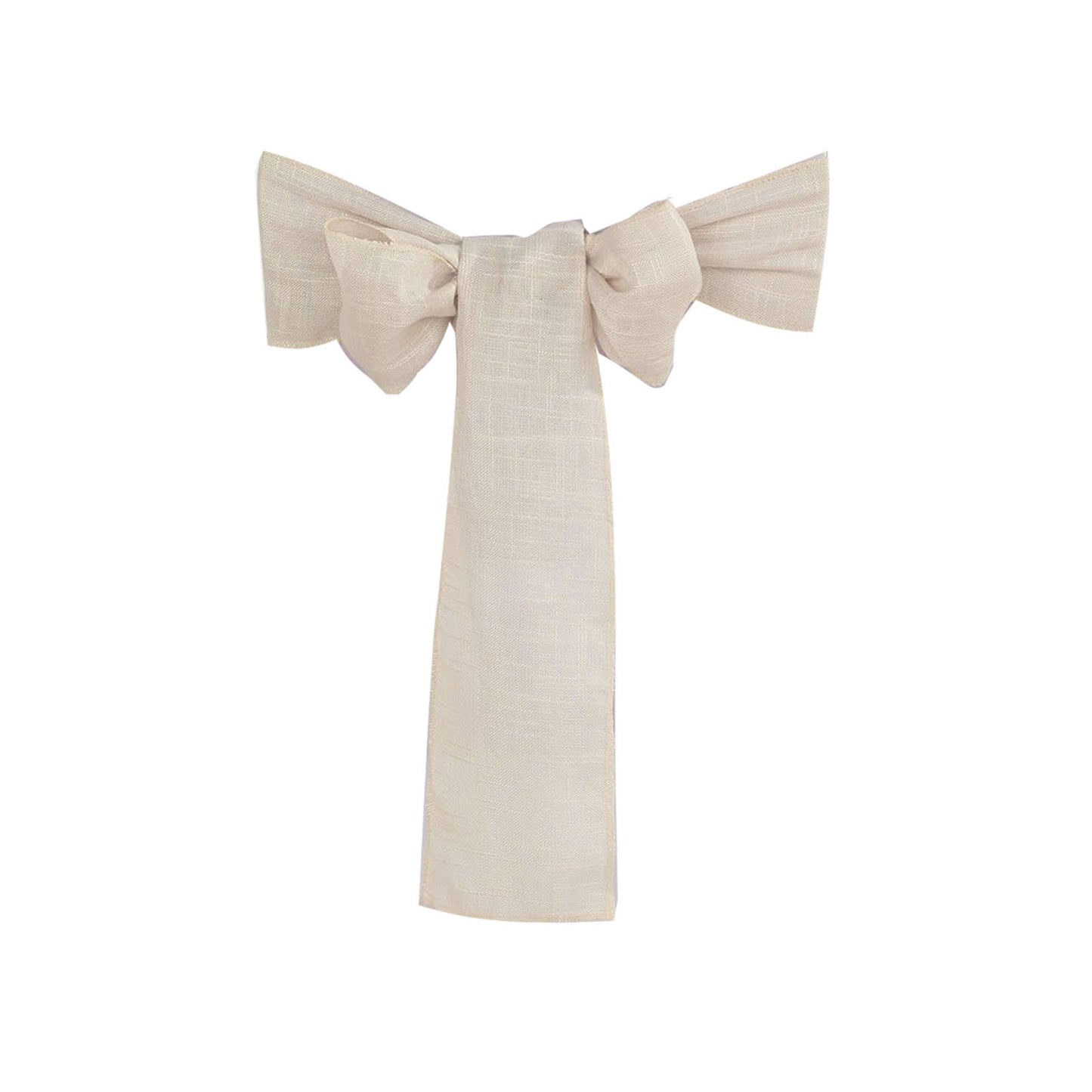 Beige linen chair sash with slubby texture, wrinkle resistant.