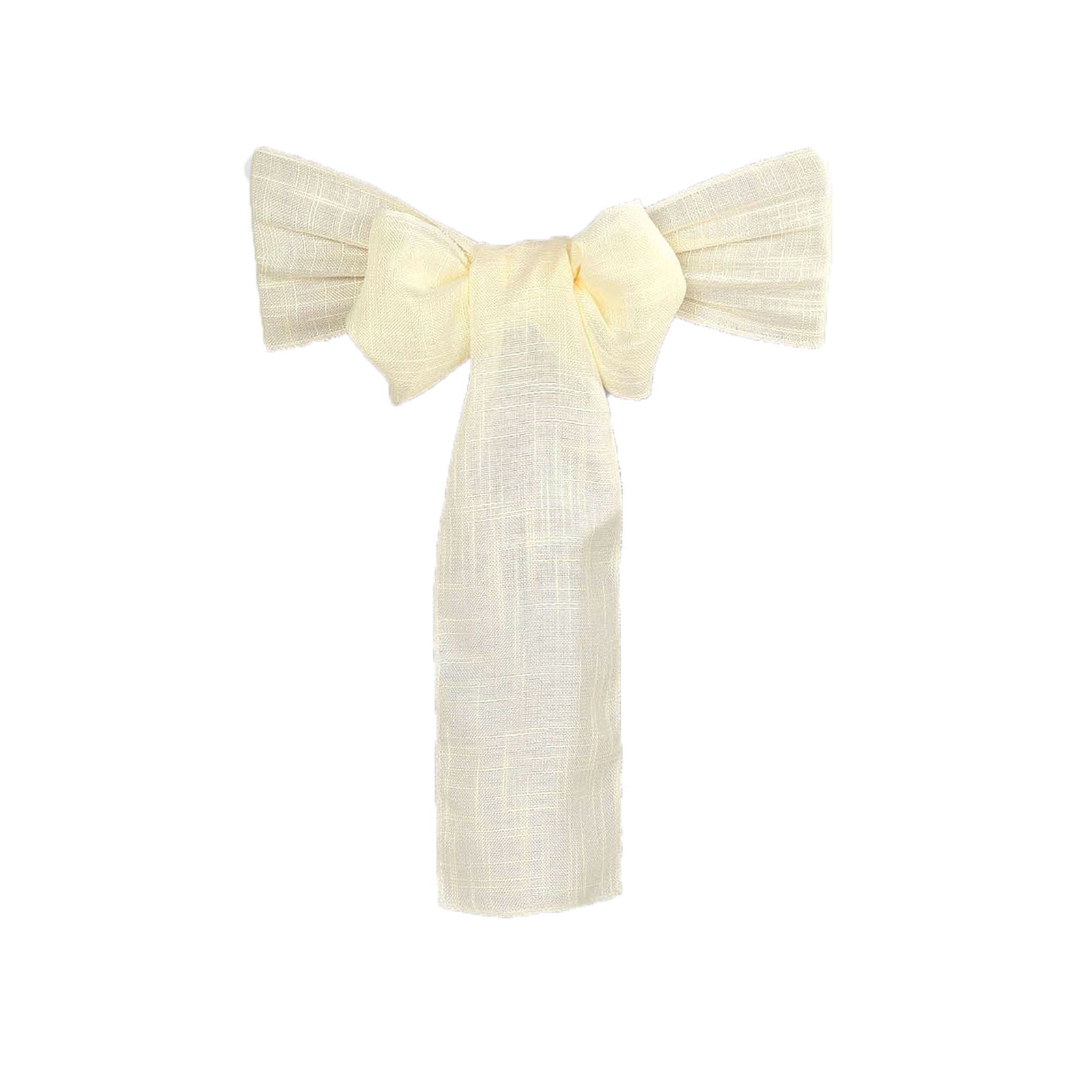 Ivory linen chair sash with slubby texture, wrinkle resistant.