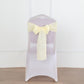 Ivory linen chair sash with slubby texture on a white chair.