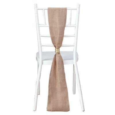 Rustic Elegance with Dusty Rose Jute Faux Burlap Chair Sashes