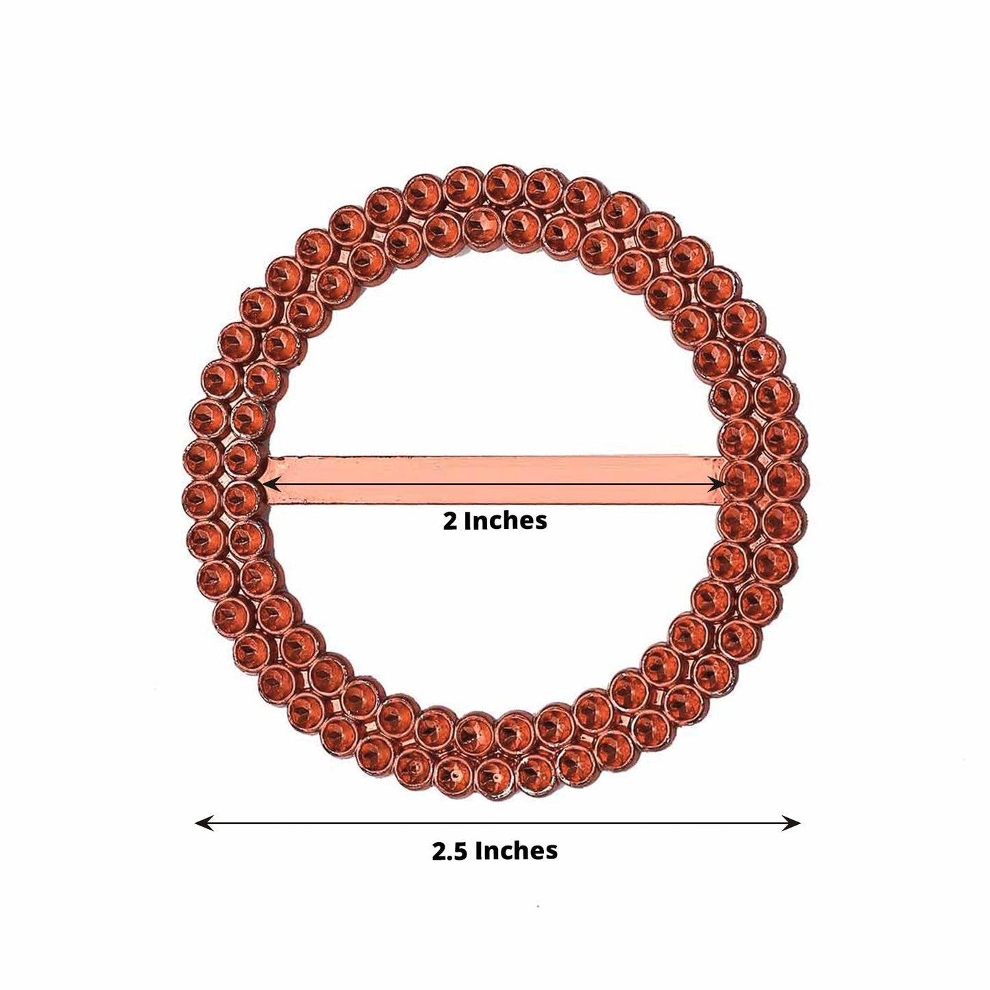 Terracotta diamond circle napkin ring brooch with rhinestones.