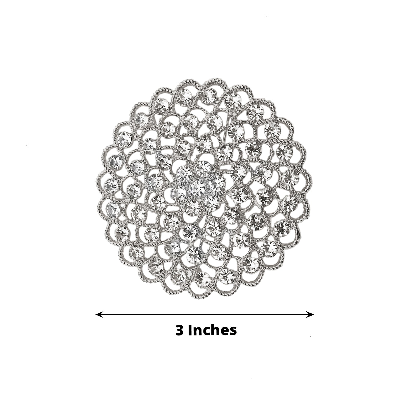 3 Inch Silver Rhinestone Flower Chair Sash Buckle 