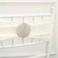 3" Silver Rhinestone Metal Flower Chair Sash Band Buckle, Diamond Chair Wrap Bow Pin Brooch
