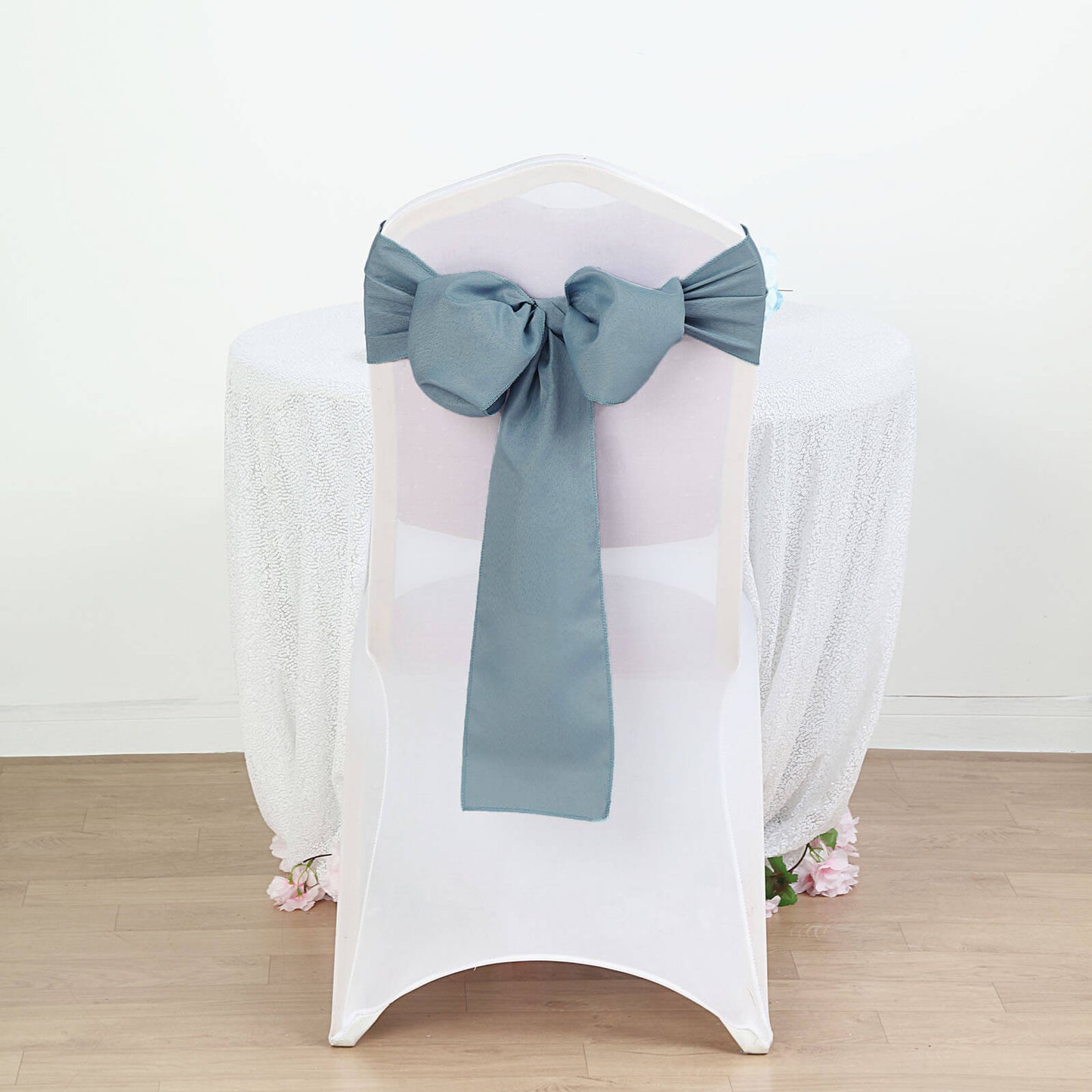 5 Pack | Dusty Blue Polyester Chair Sashes | 6" x 108"
