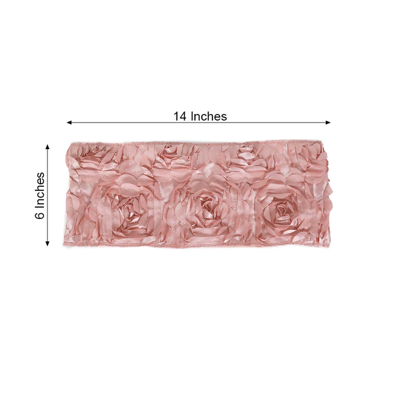 Dusty Rose Satin And Spandex Rosette Style Chair Sashes Pack Of 5 6 Inch X 14 Inch Size