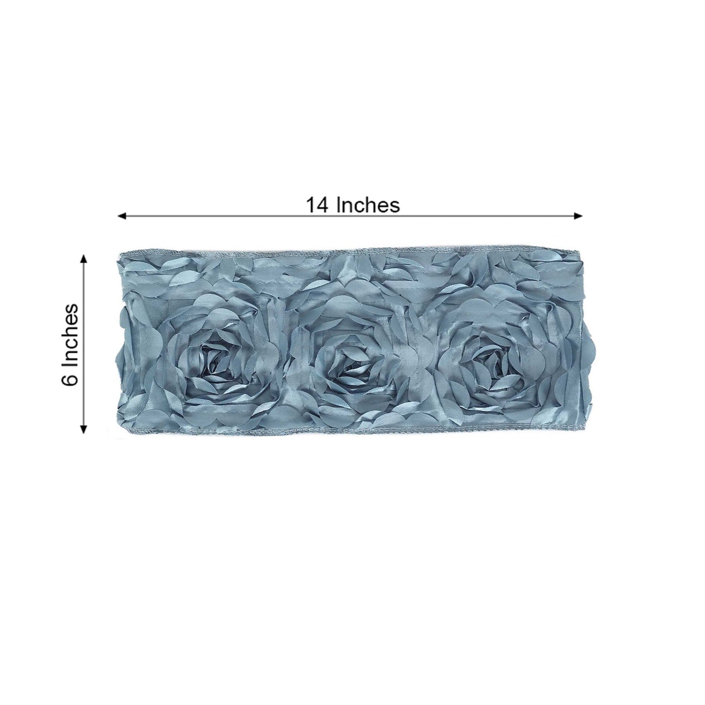 Dusty Blue Satin And Spandex Rosette Style Chair Sashes Pack Of 5 6 InchX14 Inch Size